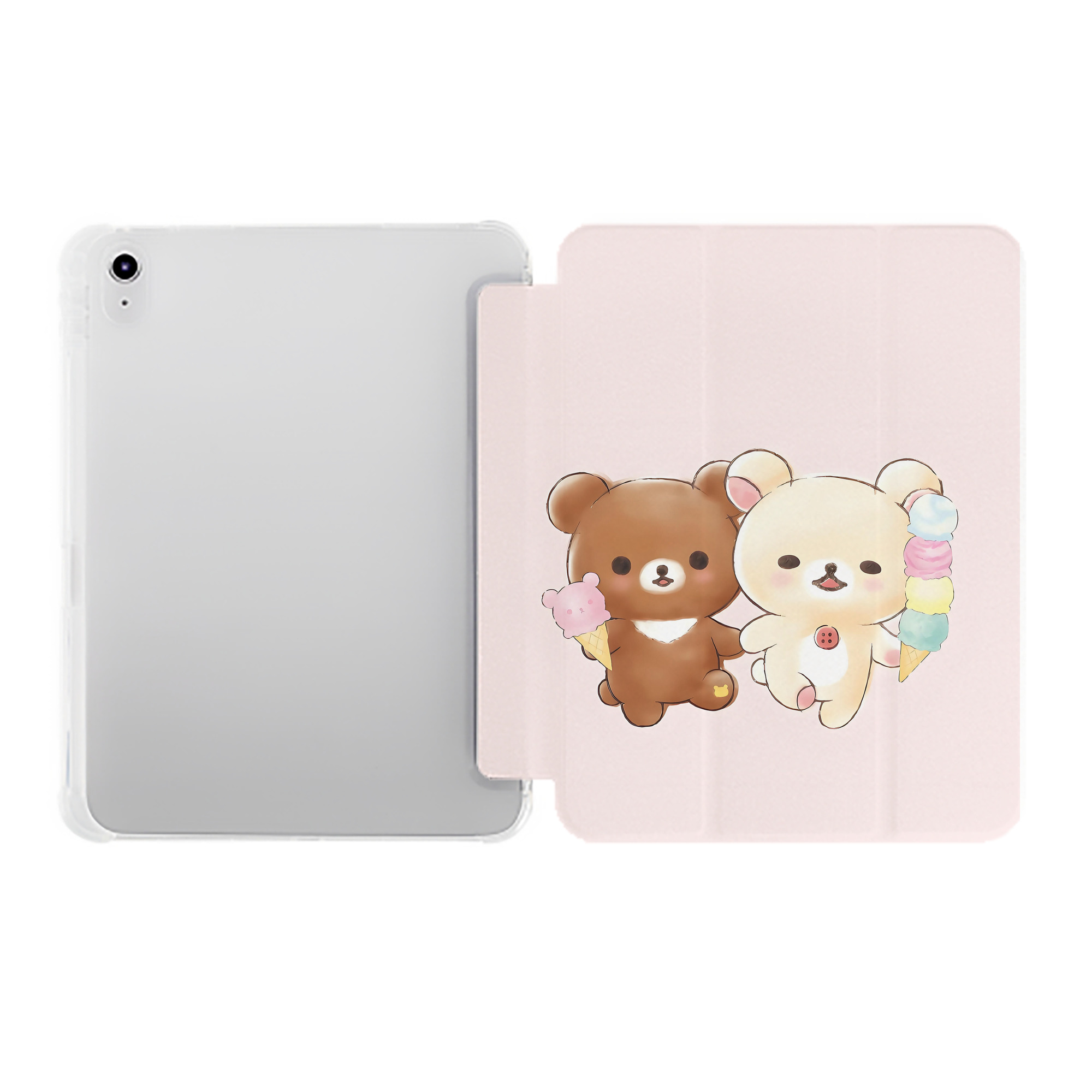 （画像用） リラックマ リラックマ キイロイトリ Rilakkuma Korilakkuma Kiiroitori IPad ケース ペン収納付き 三つ折りスタンド PUレザー×シリコン 対応機種9.5/10.5/10.9インチ